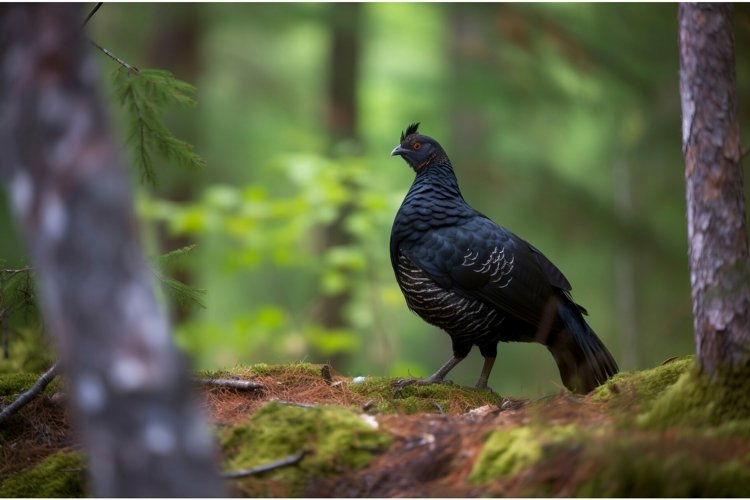 Capercaillie tetrao forest nature. Generate Ai example image 1