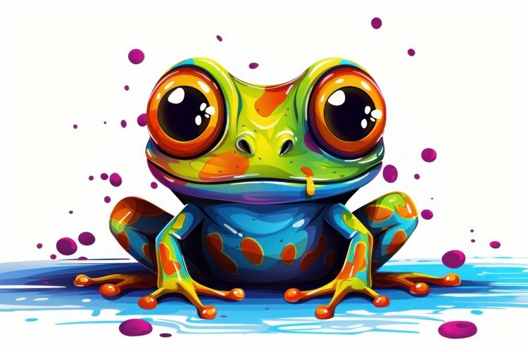 Charming Cute colorful bright frog. Generate Ai