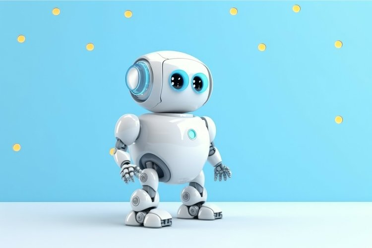 Chatbot cute robot background. Generate Ai example image 1