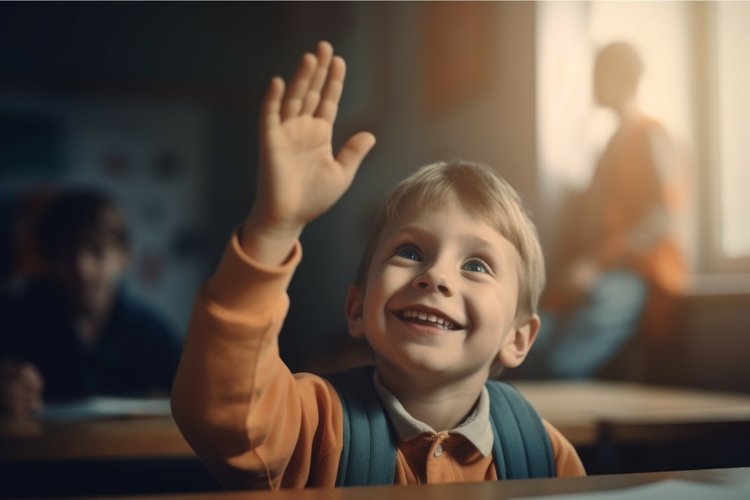 Child raises hand answer. Generate Ai