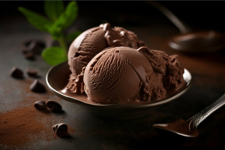 Chocoalate ice cream on table. Generate Ai example image 1