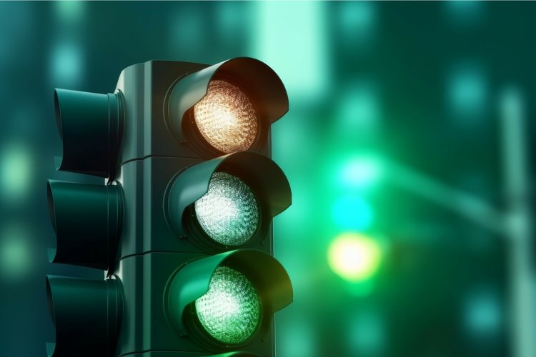 City green traffic light. Generate AI example image 1
