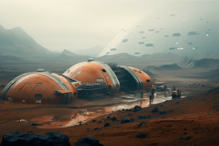 Isolated Colony base Mars. Generate Ai example image 1