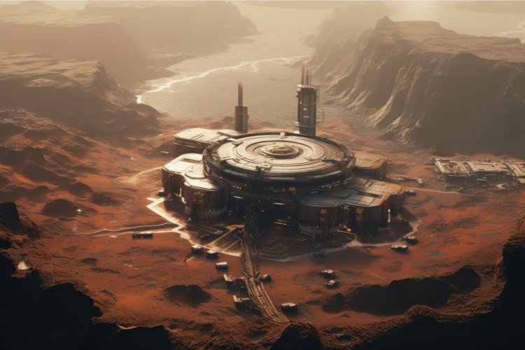 Desolate Colony base Mars. Generate Ai example image 1