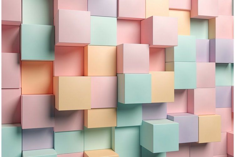 Pastel colorful blocks wallpaper. Generate ai