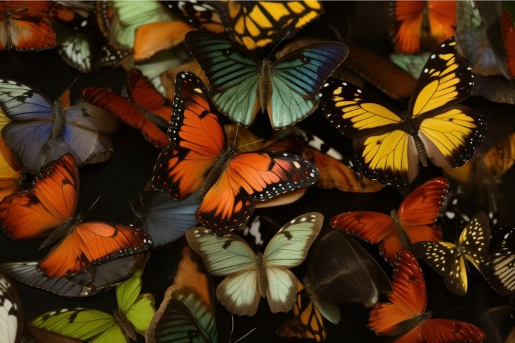 Colorful butterflies insects. Colorful room collection