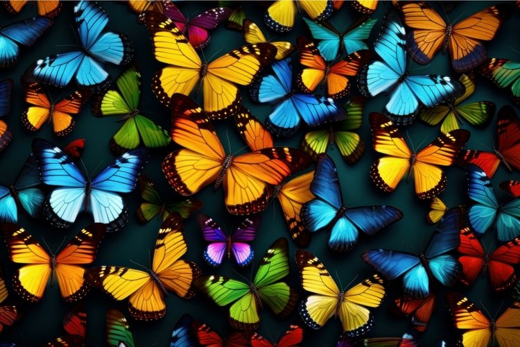 Colorful butterflies insects. Colorful room collection
