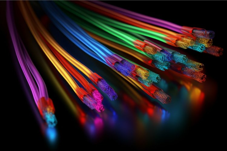 Colorful cable closeup photo. Generate ai example image 1