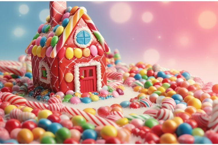 Colorful ginger candy house shot. Generate Ai example image 1