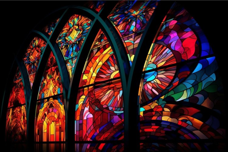 Colorful church window. Generate Ai example image 1