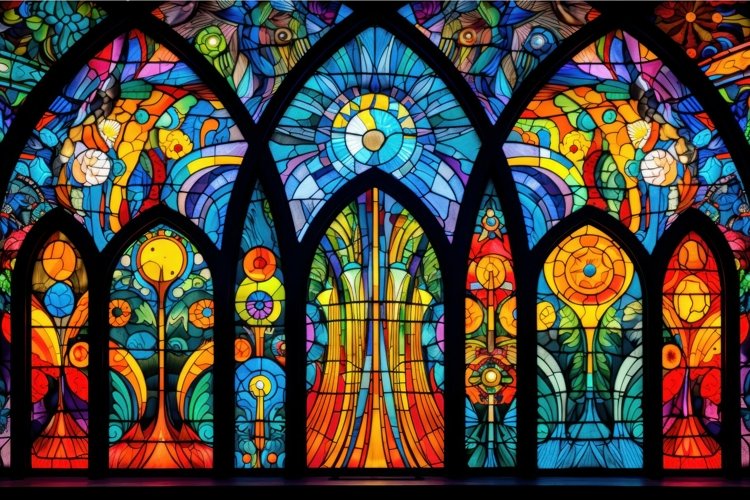 Majestic Colorful church window. Generate Ai example image 1