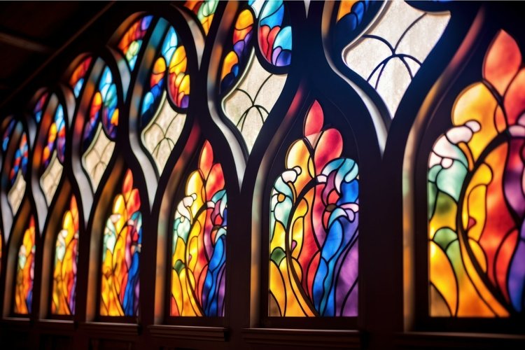 Vibrant Colorful church window. Generate Ai example image 1