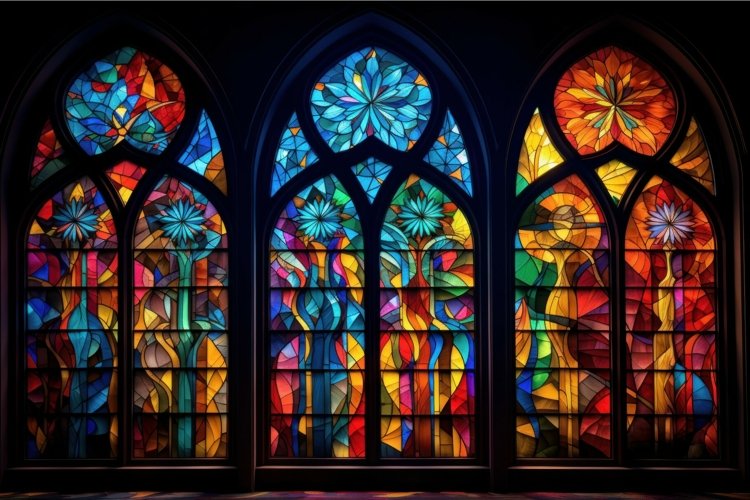 Luminous Colorful church window. Generate Ai example image 1