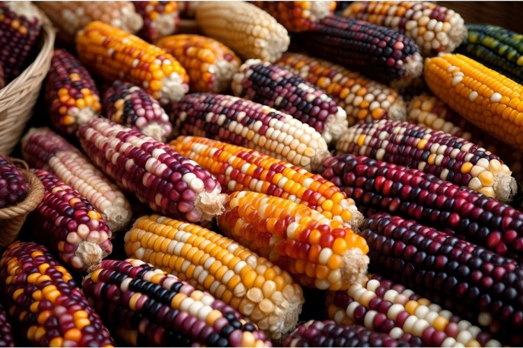 Colorful corn market stand farm. Generate Ai example image 1