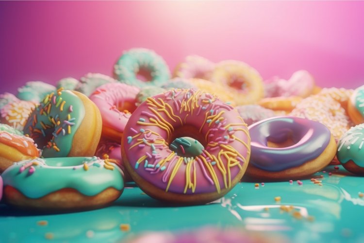 Colorful birthday donuts. Generate Ai