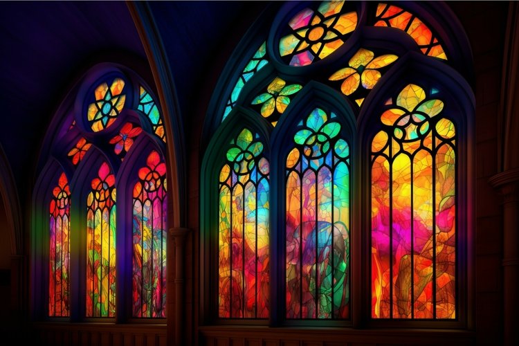 Colorful church window. Generate Ai example image 1