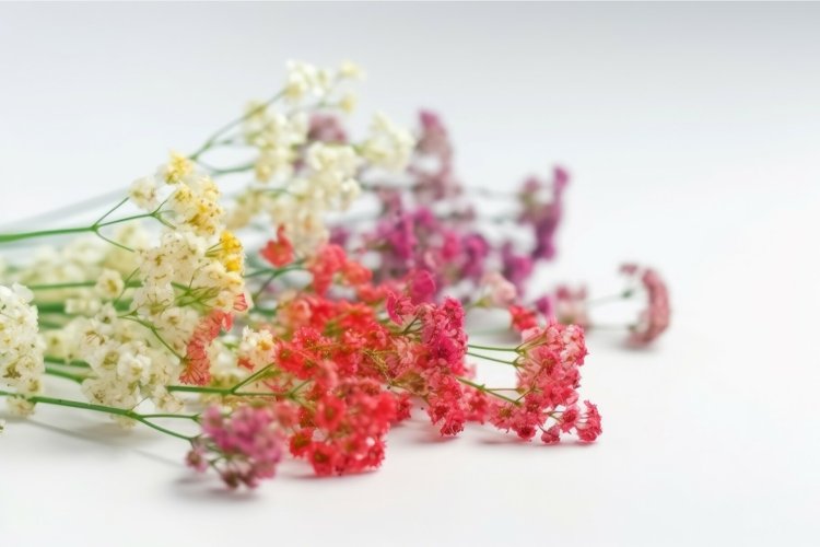 Colorful gypsophila flowers. Generate Ai