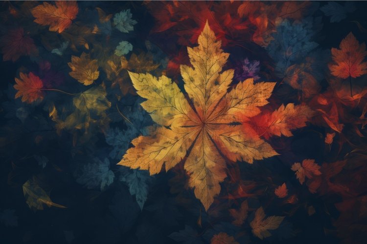 Colorful leaves autumn background. Generate Ai example image 1