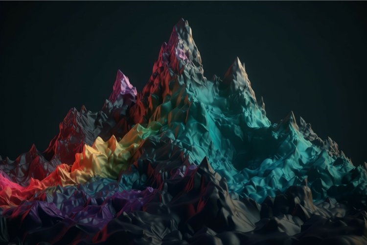 Colorful mountains render dark. Generate Ai example image 1