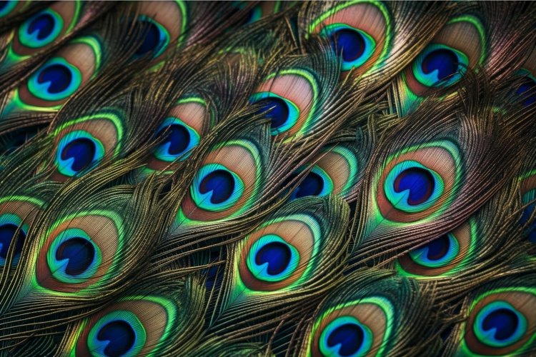 Leather colorful peacock nature. Generate Ai