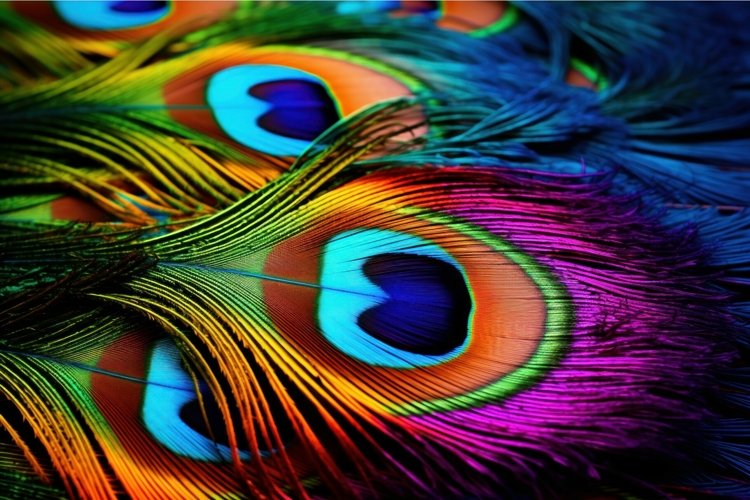 Exotic Leather colorful peacock nature. Generate Ai