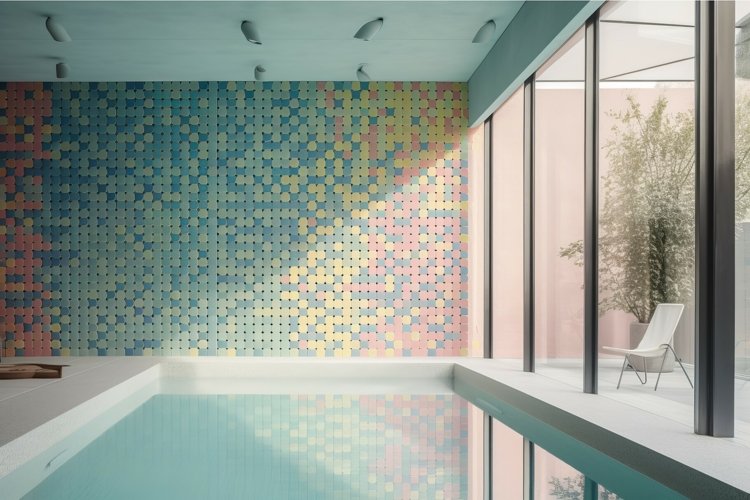 Small swimming pool in recreation area, room with mosaic on example image 1