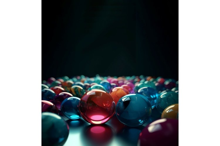 Colorful spheres glass banner. Generate Ai