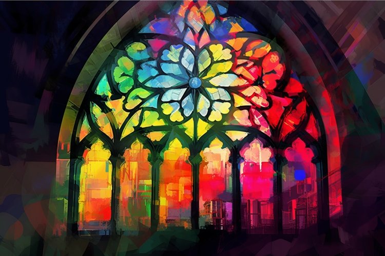 Colorful church window. Generate Ai example image 1