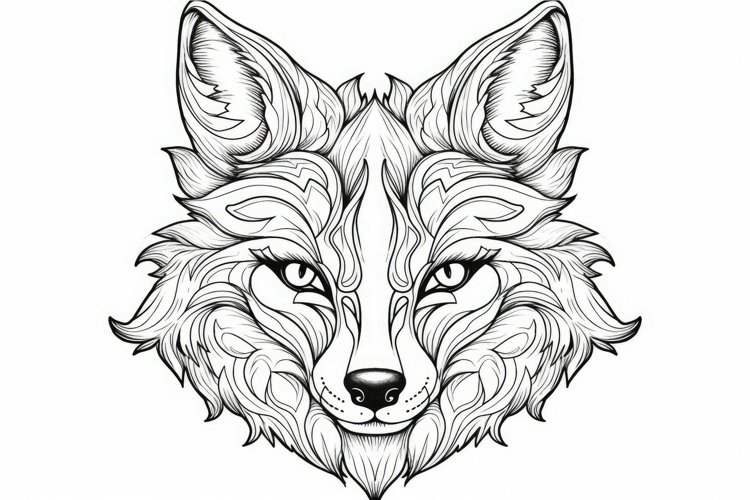 Coloring book fox head. Generate Ai example image 1