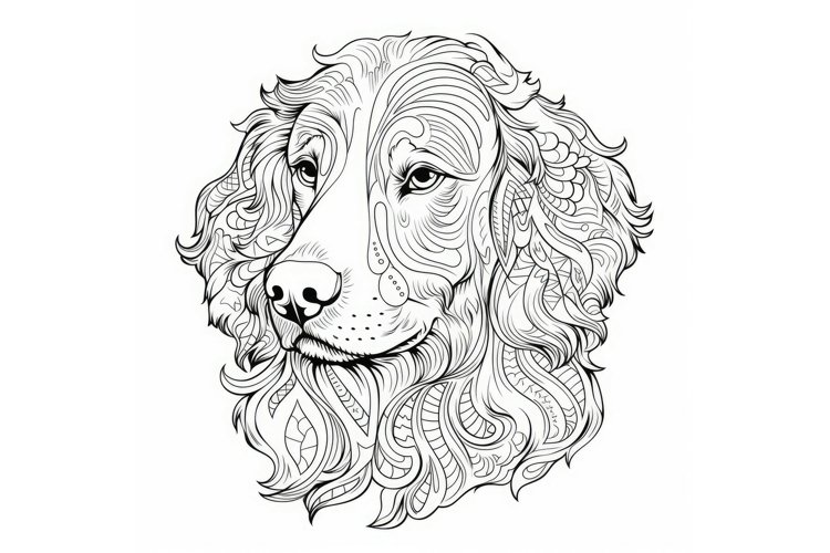 Coloring book retriever dog banner. Generate Ai example image 1