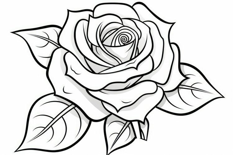 Coloring book rose plant. Generate Ai example image 1