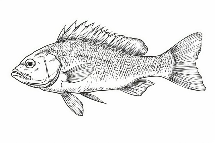 Coloring book fish. Generate Ai example image 1