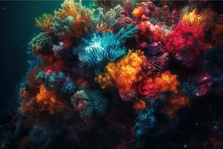 Coral reef closeup colorful. Generate Ai example image 1