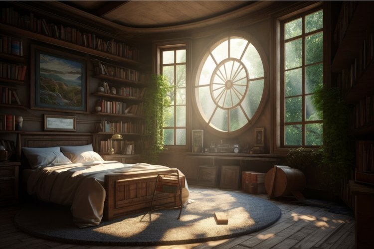 Cottage bedroom. Generate Ai example image 1