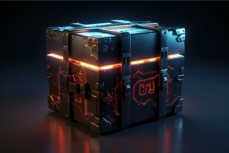 Digital Cyber gift box. Generate Ai example image 1