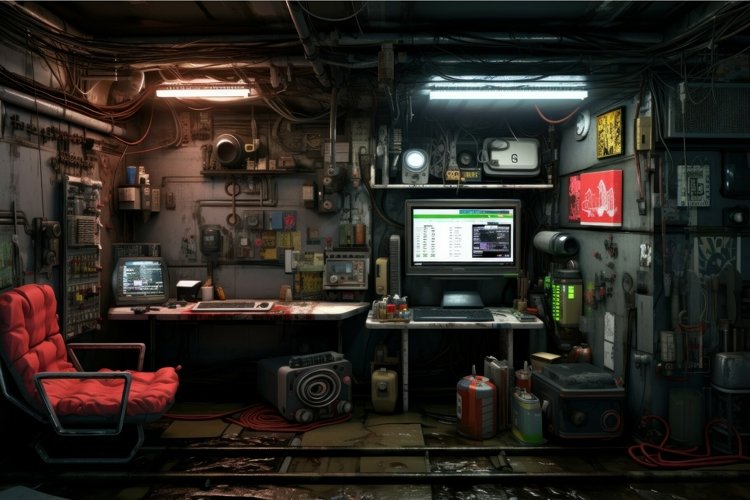 Compact Cyberpunk apartment. Generate Ai example image 1