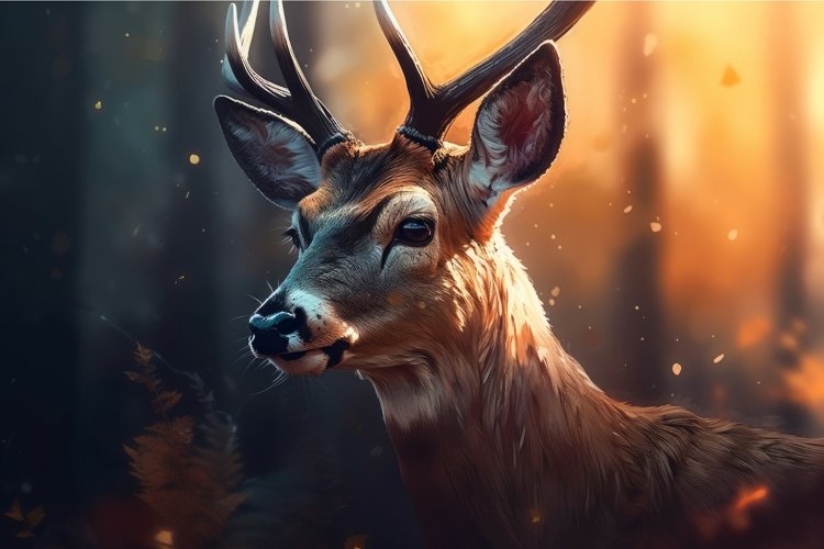 Deer forest closeup. Generate Ai example image 1