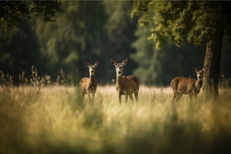 Deers field forest nature. Generate Ai
