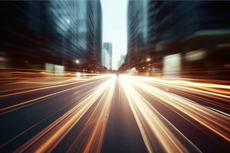 Digital data flow motion. Generate Ai example image 1