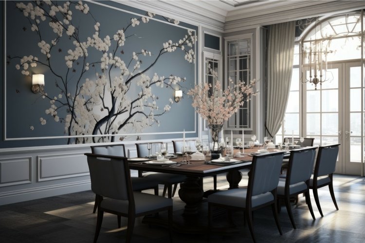 Stylish Dinning room interior. Generate Ai