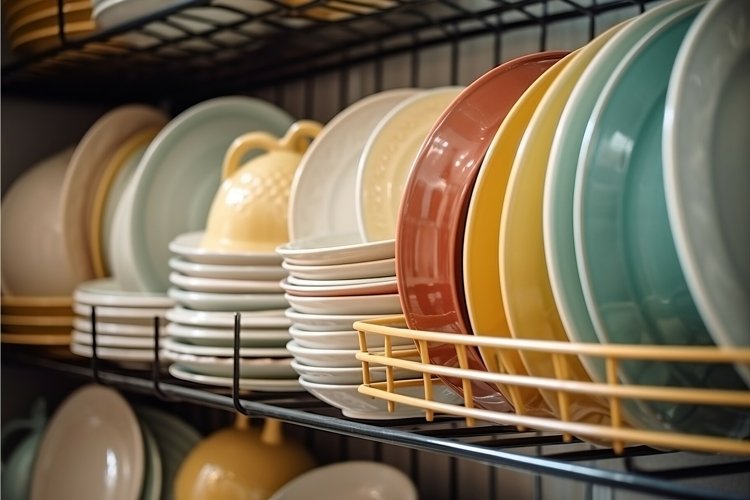 Dish drying plates. Generate Ai
