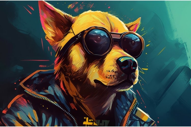 Dog leather jacket canine. Generate Ai example image 1