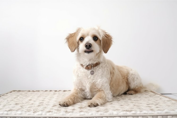 Dog lying mat adorable. Generate Ai