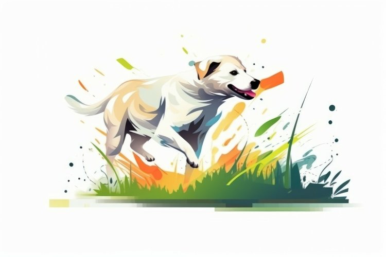 Dog run watercolor. Generate Ai example image 1