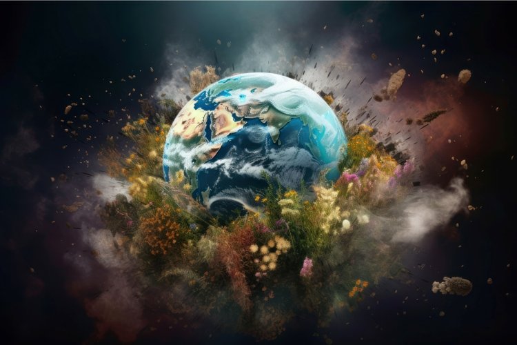 Earth blooming concept. Generate AI example image 1