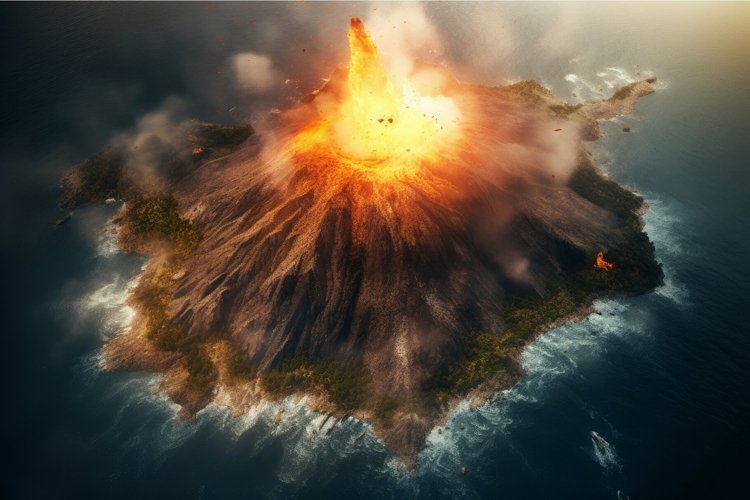 Erupting volcano. Generate Ai example image 1