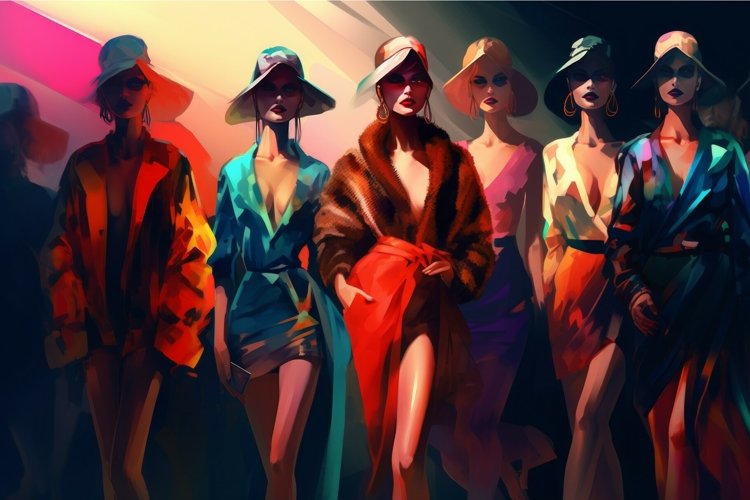 Model Colorful Fashion models colorful posing. Generate Ai