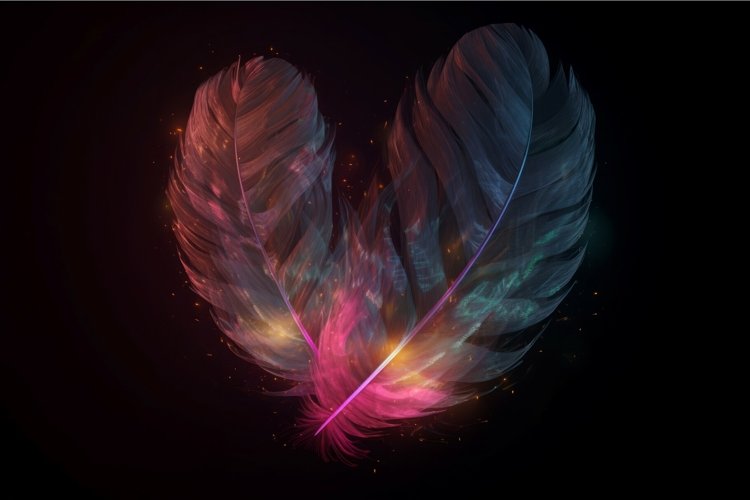 Feather heart shape colorful. Generate Ai example image 1