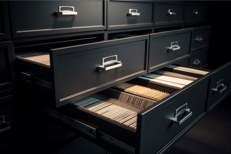 File cabinet drawer. Generate Ai example image 1