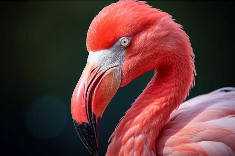 Vivid Flamingo closeup head. Generate Ai example image 1